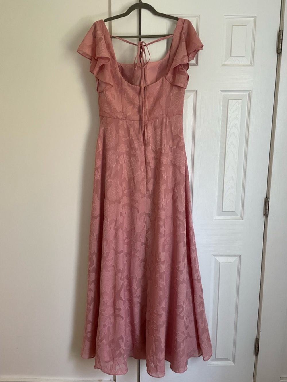 Azazie Bondi Rosette A-Line Side Slit Floral Burnout Dress - Size 12 - Picture 4 of 16
